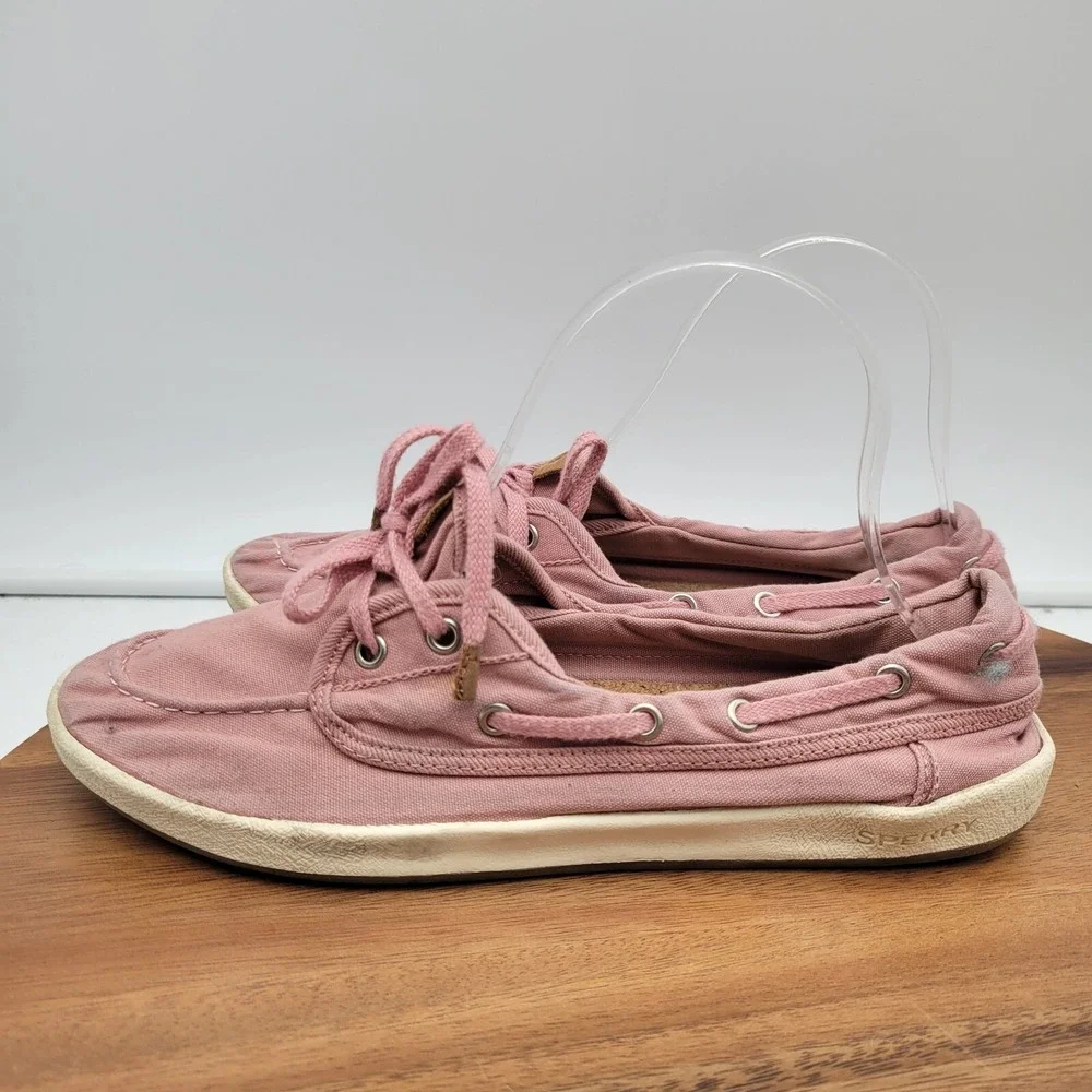 Sperry  Boat Shoes Womens Size 8.5 Pink Drift Hale Canvas Low Top‎ Flat
